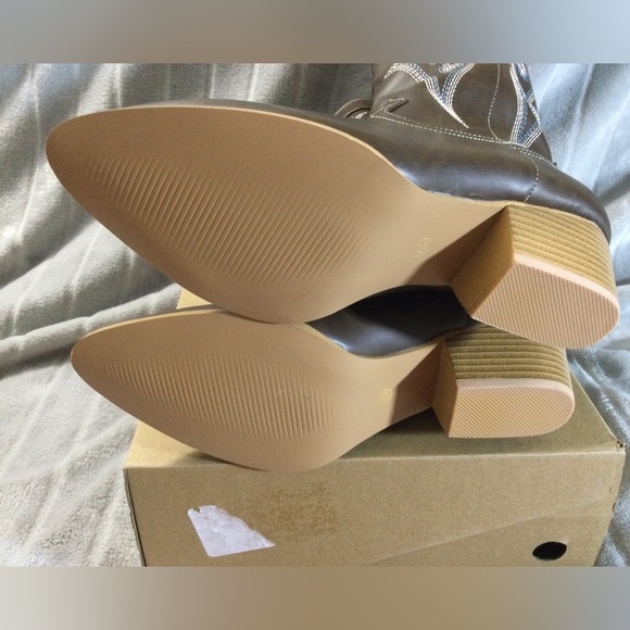 IDIFU IN2 Cowgirl Western Boots Mid Calf Chunky Low Heel Pointed Toe Size 7.5 - Picture 5 of 12